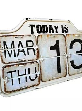 Retro Desk Metal Flip Calendar Easily Adjusted Standing