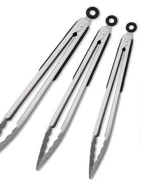 Stainless Steel Salad Tongs BBQ Kitchen Cooking Food Serving
