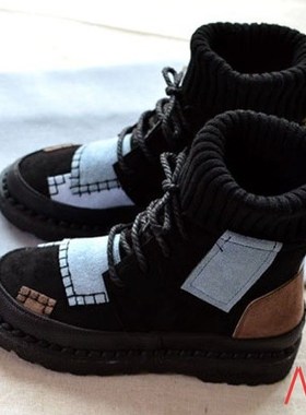 winter canvas matching wild high-top boots for women shoes