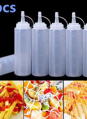 6pcs 240ml Plastic 8oz Squeeze Bottle Condiment Dispenser Mu