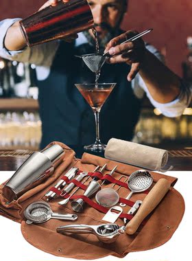 Canvas Toolkit Pack Bar Cocktail Shaker Set Storage Bag