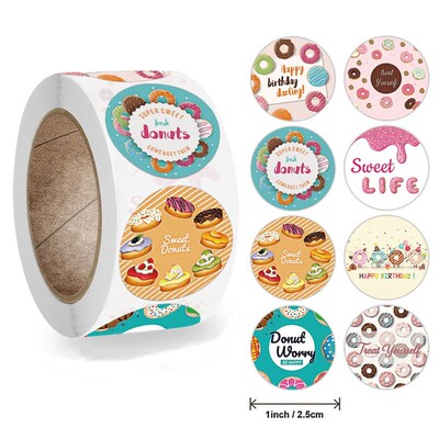 50-500pcs Happy Birthday Sticker Paper Adhesive Stickers Tap