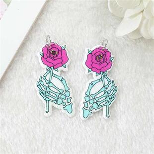10Pcs Pastel Goth Charms Skull Rose Buttock Creepy Acrylic J