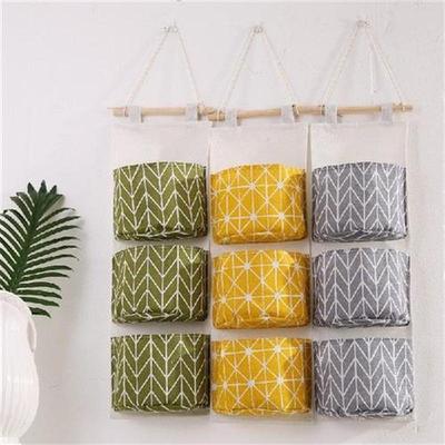 Cotton and linen waterproof storage hanging bag 3 layer