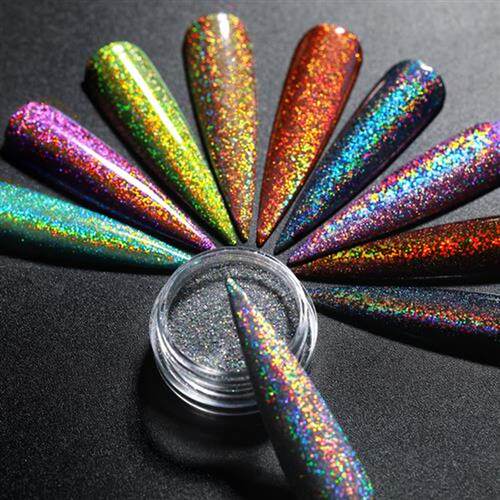 1Box Nail Glitter Holographic Powder Silver Laser Glitter Mi