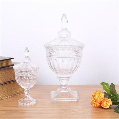 French Transparent Glass Candy Jar Retro Creative Tall Jar