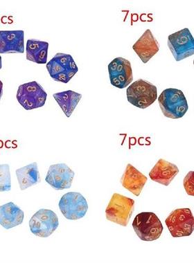 7pcs D4-D20 Acrylic Polyhedral Dice 20 Sided Dices Table