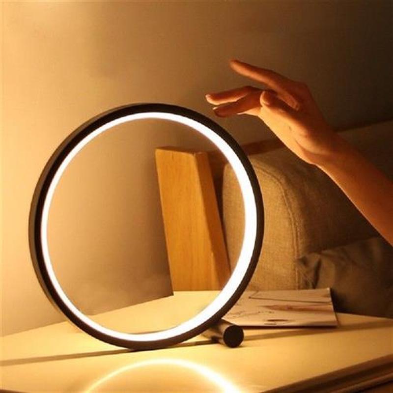 LED Table Lamp Bedroom Circular Desk Lamps USB Dimmable