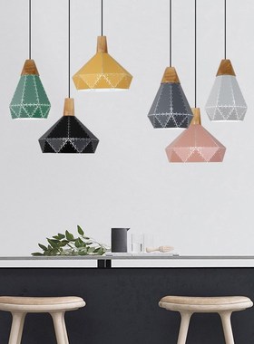 E27 Led Pendant Lights Nordic Industrial Lamp Iron Wood Mode