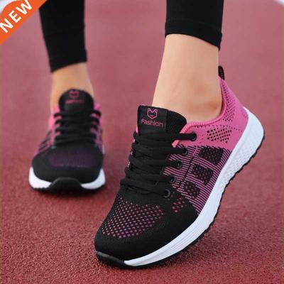 Women Casual Shoes Breathable Walking Mesh Lace Up Flat Shoe