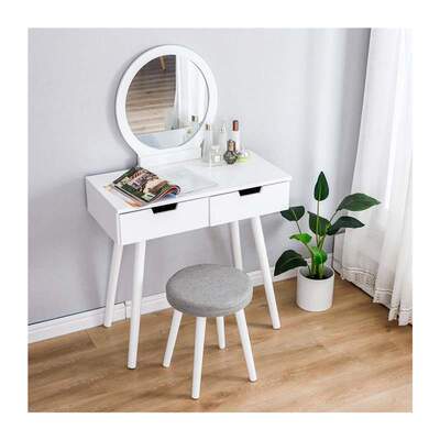 Vanity Desk odern Dresser Table Round Shape irror Househol
