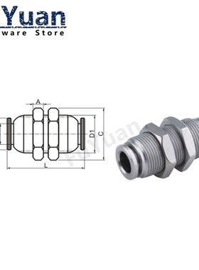 4mm 6mm 8mm 10mm 12mm 14mm 16mm 304 Stainless Steel Bulkhead