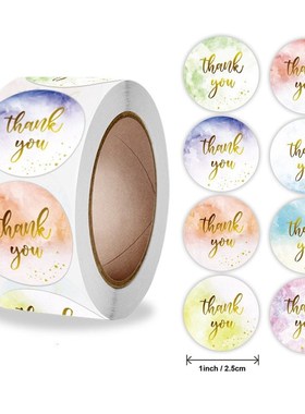 50-500pcs Thank You Flower Stickers 1inch Holiday Wedding De