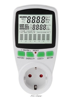 Large LCD EU Digital Meter Voltage Wattmeter Power Electrici