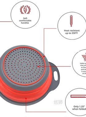 2 Pieces Foldable Silicone Collapsible Kitchen Colander Kitc