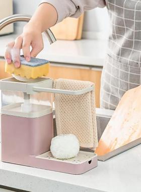 Kitchen Soap Dispenser Manual Press Sponge Detergent Soap Pu