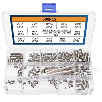 300pcs Hex Socket Set 304 Stainless Steel M2.5 M3 M4 M5 M6 M