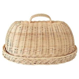 Rattan Storage Tray With Cover,Hand-Woven Wicker