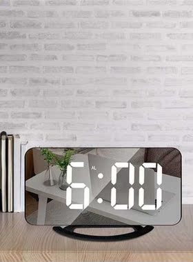 Mirror Alarm Clock Adjustable Brightness LED Clock Snooze Ti