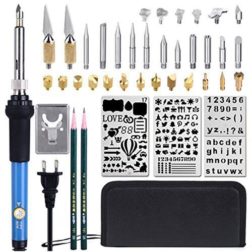 EU Plug 45 Pcs Wood Burning Kit,Creative Wood Burner Set Wi