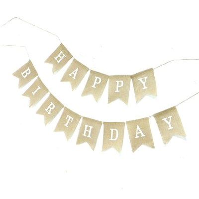 13 Flags Vintage Jute Burlap Pennant Banner Bunting Backgrou