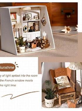 DIY Wooden Dollhouse Toy with Furniture Pretend Play Casa