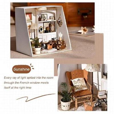 DIY Wooden Dollhouse Toy with Furniture Pretend Play Casa