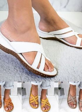 Women Slippers Gladiator Mixed Color Shoes Wedges Platform