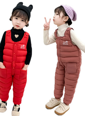 2022 Winter Children Overalls Autumn Girls Boys Thick Pants