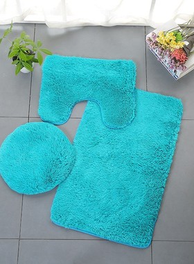 3pc Bathroom Set Bath Mats Rug Contour Mat Tet Lid Cover Pla