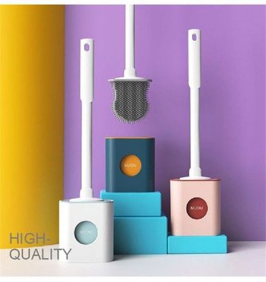 New Silicone Toilet Brush Flat Head Flexible Soft Bristles