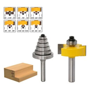 Rabbet Router Bit with 6 Bearings Set 1/2 8MM Shank Woodwor