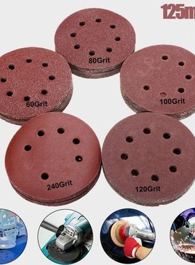 10Pcs 125mm Round Shape Sanding Discs Buffing Sheet Sandpape