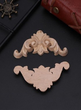 4pcs/set Wood Carved Corner Flower Onlay Applique Unpainted