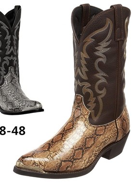 Western cowboy boots men's and women's mid-t