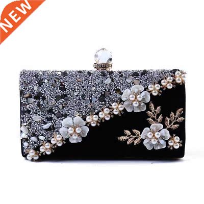 Vintage Velvet Women Evening Bag 2022 Fashion Crystal Female