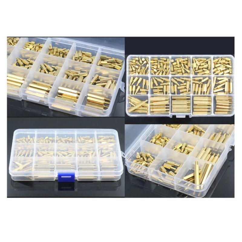 190Pcs M3*L 6mm Hex Nut Spacing Screw Brass Threaded Pillar