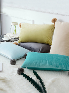 30x50cm Soft Plush Cushion Cover With Pompom Home Sofa