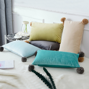 30x50cm Soft Plush Cushion Cover With Pompom Home Sofa