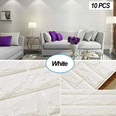 10pcs Self-Adhesive Wallpaper Faux Foam Real Bricks Effect W