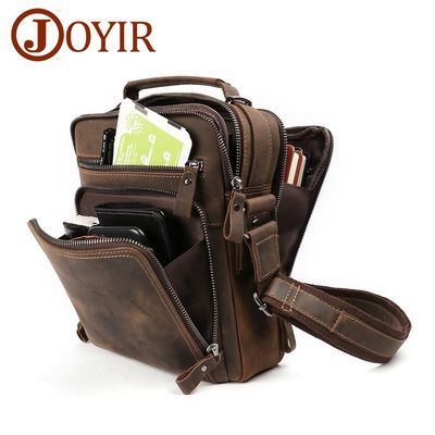 JOYIR New Genuine Leather Men Vintage Handbags Small Flap M