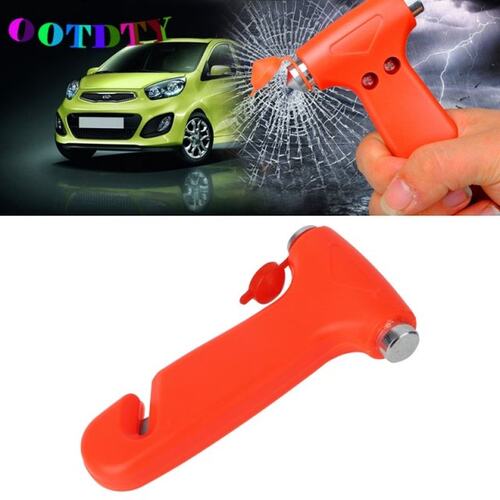 2 in 1 Car Emergency Safety Escape Hammer Glass Window Break