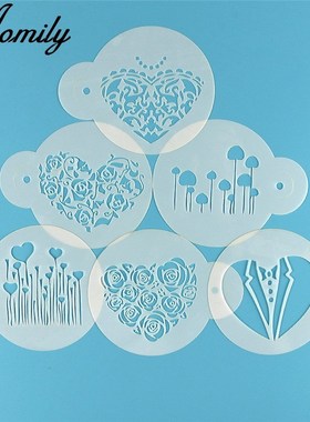 Aomily 6pcs/Set Valentine's Day DIY Cake Stencils Airbru