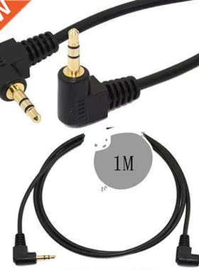 1m DC 3.5mm 3 Pole 90 degree Male to Male M/M Audio Adapter