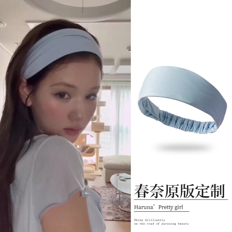 ins风博主同款蓝色发带女日常外戴2026新款洗脸发饰韩系宽边发箍
