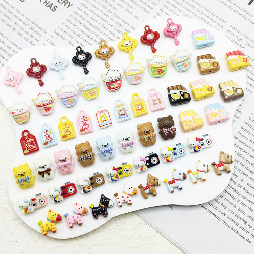 【65包邮】合金KT中国结蝴蝶结小熊KT照相机木马DIY手作饰品配件