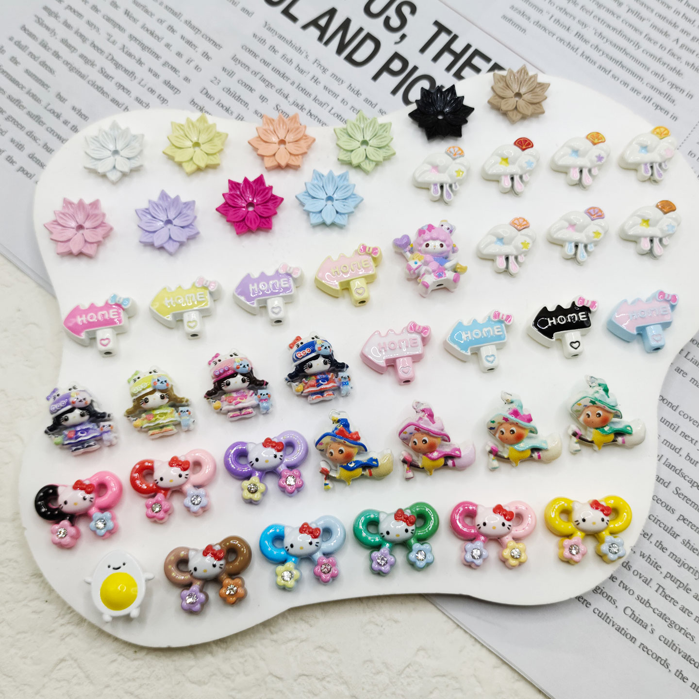 【65包邮】合金莲花花托KT镶钻蝴蝶结指路牌DIY手作饰品配件串饰