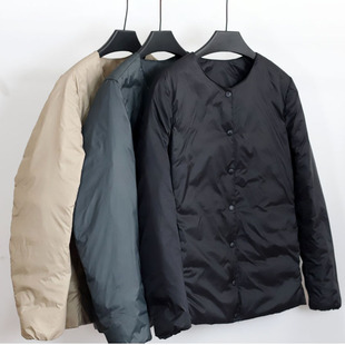 无印风日系无领轻薄羽绒服女短款秋冬季轻量便携羽绒内胆夹克衫