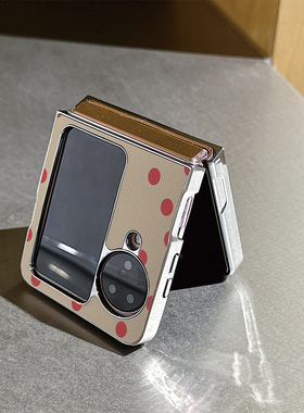 红色波点KT猫适用oppofindN3flip手机壳N2折叠屏华为pocket2女vivoxflip皮纹三星zflip6荣耀vflip小米mixflip