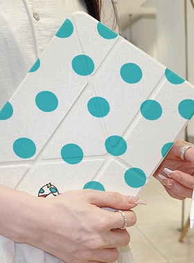 蓝色波点KT猫平板保护套适用苹果iPad11新款Air7Y形折叠air6带笔槽13/12.9寸mini6女保护壳iPad10防摔pro透明